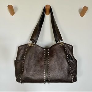 Brighton Pewter Leather Andie Pretty Tough Collection Purse with Silver Studs